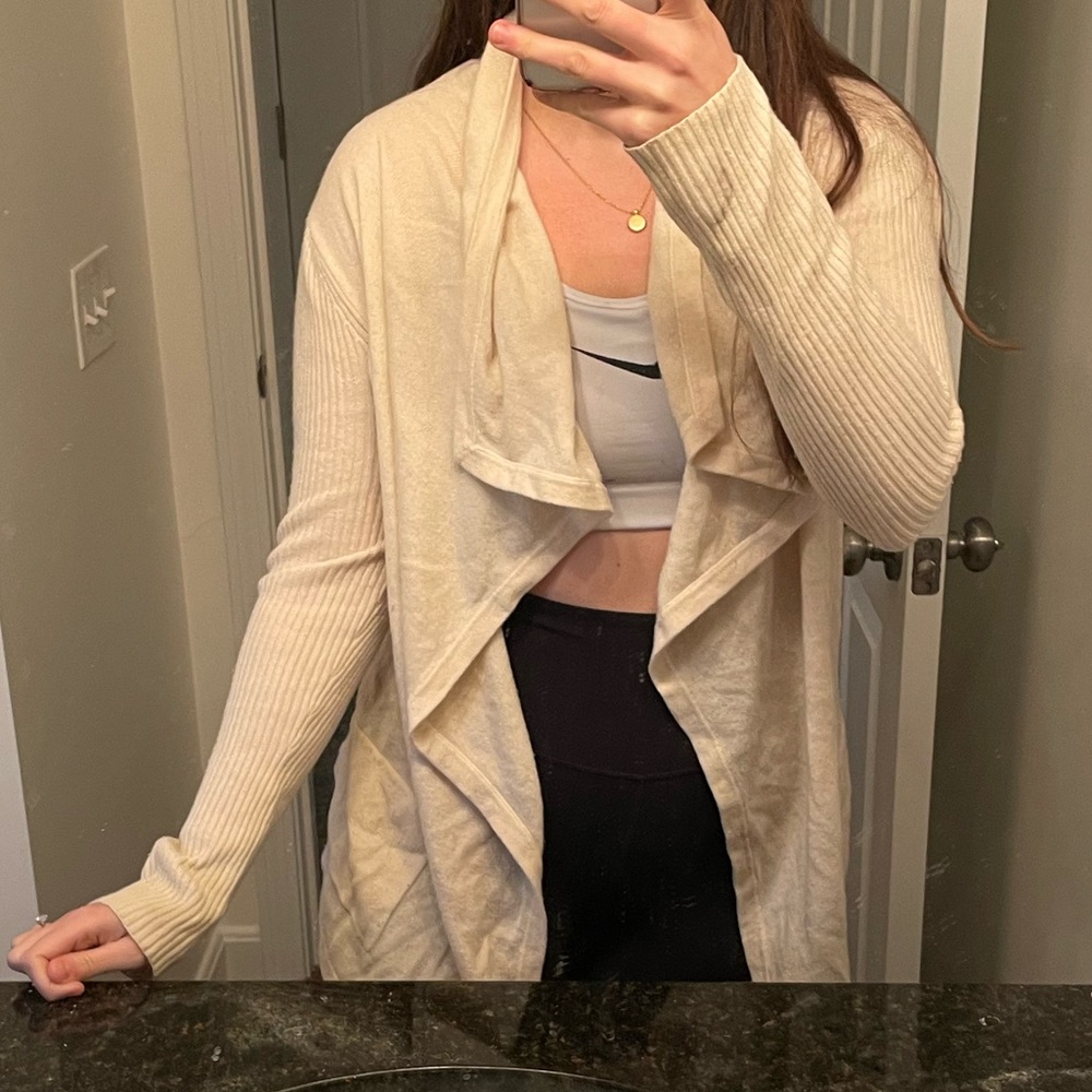 Theory Draping 100% Cashmere Cream Sweater
